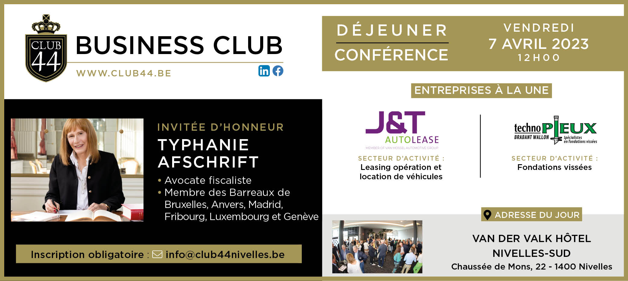 Déjeuner-Conférence Club 44 Nivelles (avril 2023)