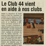 Le Club 44 vient en aide à nos clubs