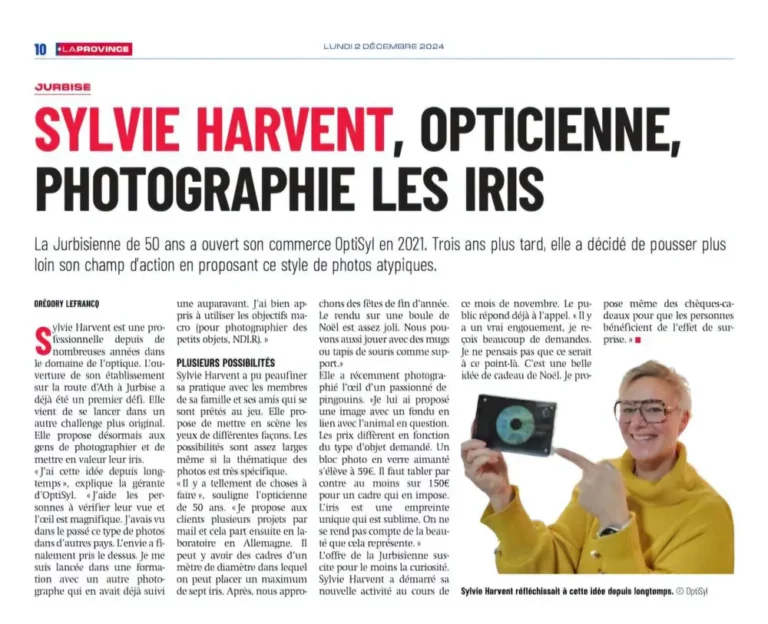 Sylvie Harvent, opticienne, photographie les iris