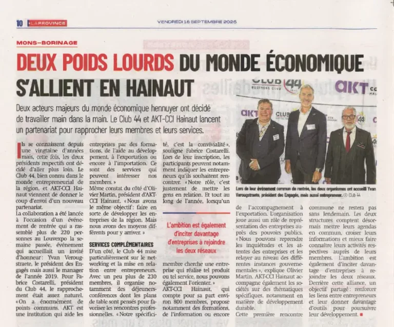 Deux poids lourds du monde économique s'allient en hainaut